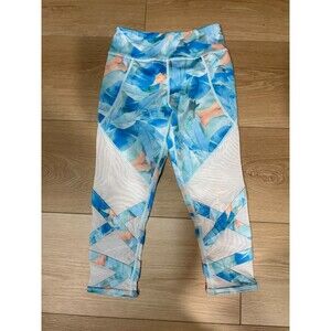 Zella Girls Mesh Panel Crossover Print Crop Leggings L(10/12) 92% Polyester